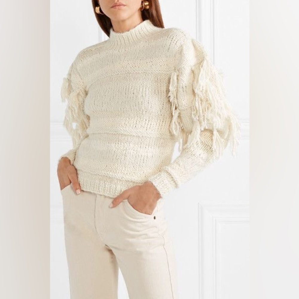 Ulla Johnson Delma Fringe Pullover Sweater Cream Ivory Tassel Knit Size P / XS - Picture 1 of 16